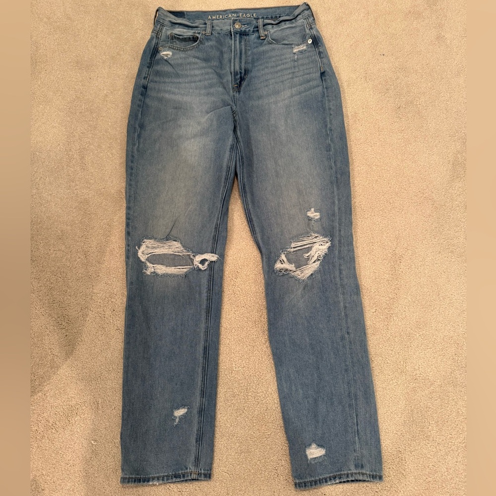 American Eagle Outfitters Blue Boyfriend Jeans Distressed